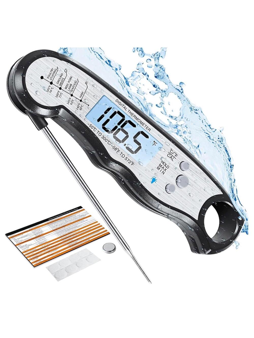 Digital Meat Thermometer, Waterproof Instant Read Food Thermometer for Cooking